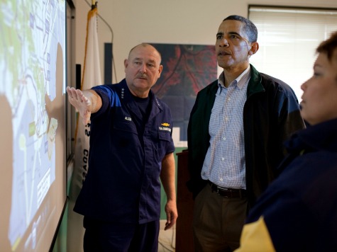 Obama with National Gaurd map