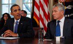 Barack Obama with Senator Chuck Hagel, 2009