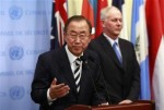 United Nations Secretary-General Ban Ki-moon speaks to media after briefing Security Council on U.N. chemical weapons report on use of chemical weapons by Syrian Arabic Republic at the United Nations in New York