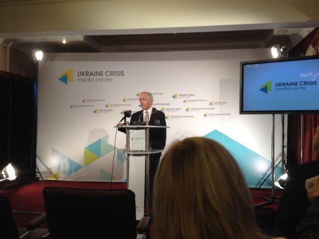 Ukraine Crisis Media Center, Hotel Ukraine, Kiev.  Press conference of Sen. Bob Corker (R-Tenn.)