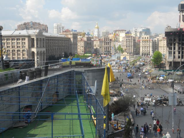 Maiden, seen from the Hotel Ukraine, where snipers took aim at demonstrators in February 2014